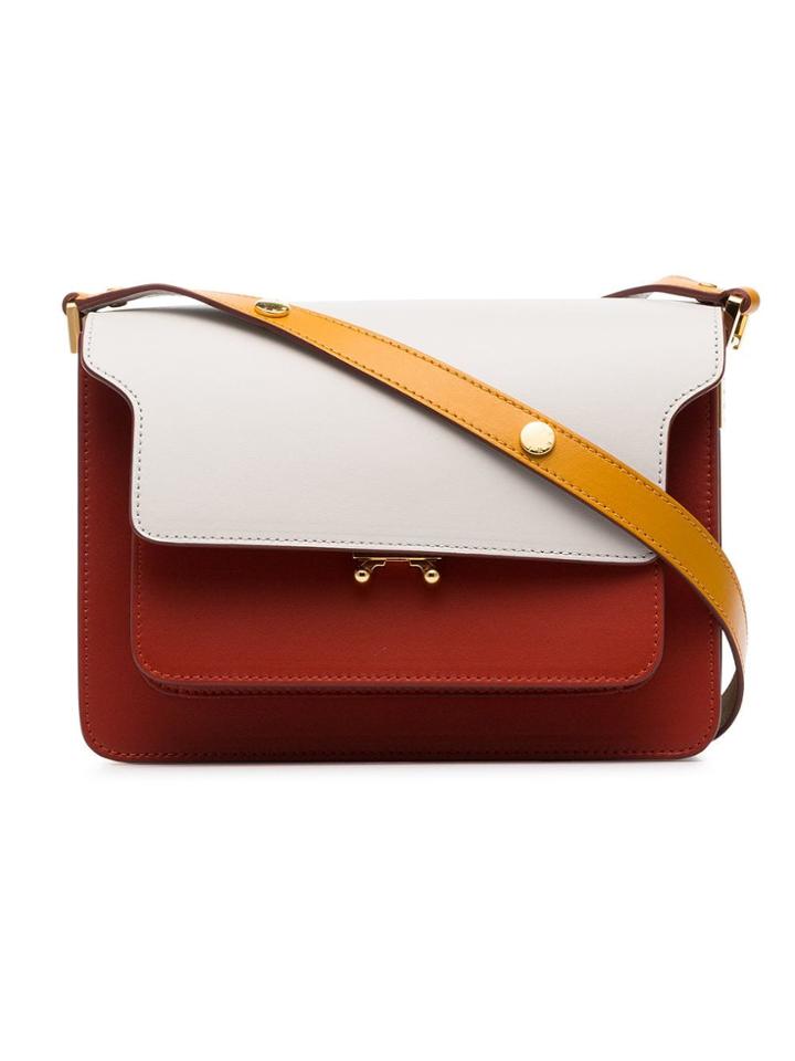 Marni White, Yellow And Red Trunk Bicolour Small Leather Shoulder Bag