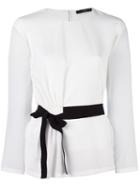 Etro Gathered Belt Blouse, Women's, Size: 44, White, Silk/polyester