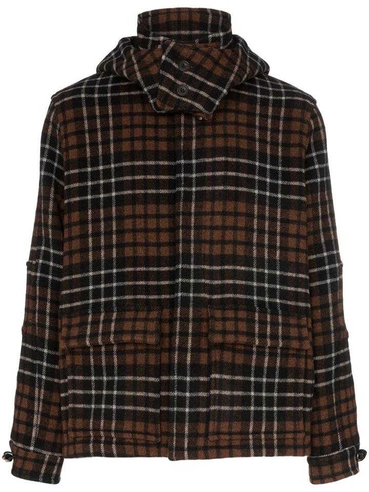 Lou Dalton X Gloverall Check Print Knitted Hooded Jacket - Brown