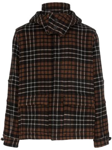 Lou Dalton X Gloverall Check Print Knitted Hooded Jacket - Brown