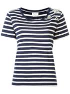 Saint Laurent Star Embellished Striped T-shirt, Size: Large, Blue, Cotton/polyester/glass