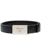 Prada Black Logo Buckle Leather Belt