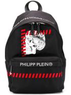 Philipp Plein Skull Printed Embroidered Backpack - Black