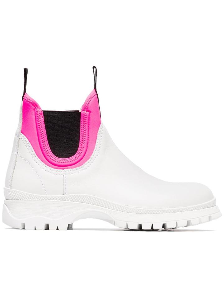 Prada Leather And Neoprene Chelsea Boots - White