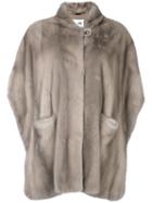 Manzoni 24 Shortsleeved Snap Fastening Coat, Women's, Size: Medium, Nude/neutrals, Mink Fur/cashmere/merino