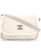 Chanel Vintage Shearling Flap Shoulder Bag - White