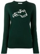 Bella Freud Dog Intarsia Sweater, Women's, Size: Small, Green, Wool