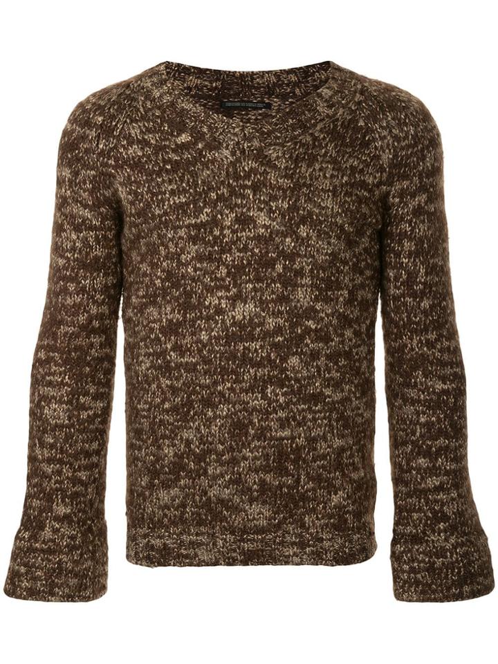 Yohji Yamamoto Vintage Marble Effect V-neck Jumper - Brown