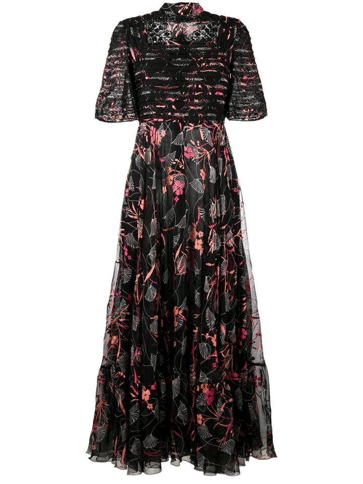 Valentino Floral Print Gown - Black