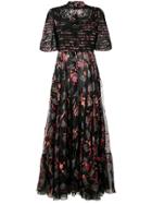 Valentino Floral Print Gown - Black