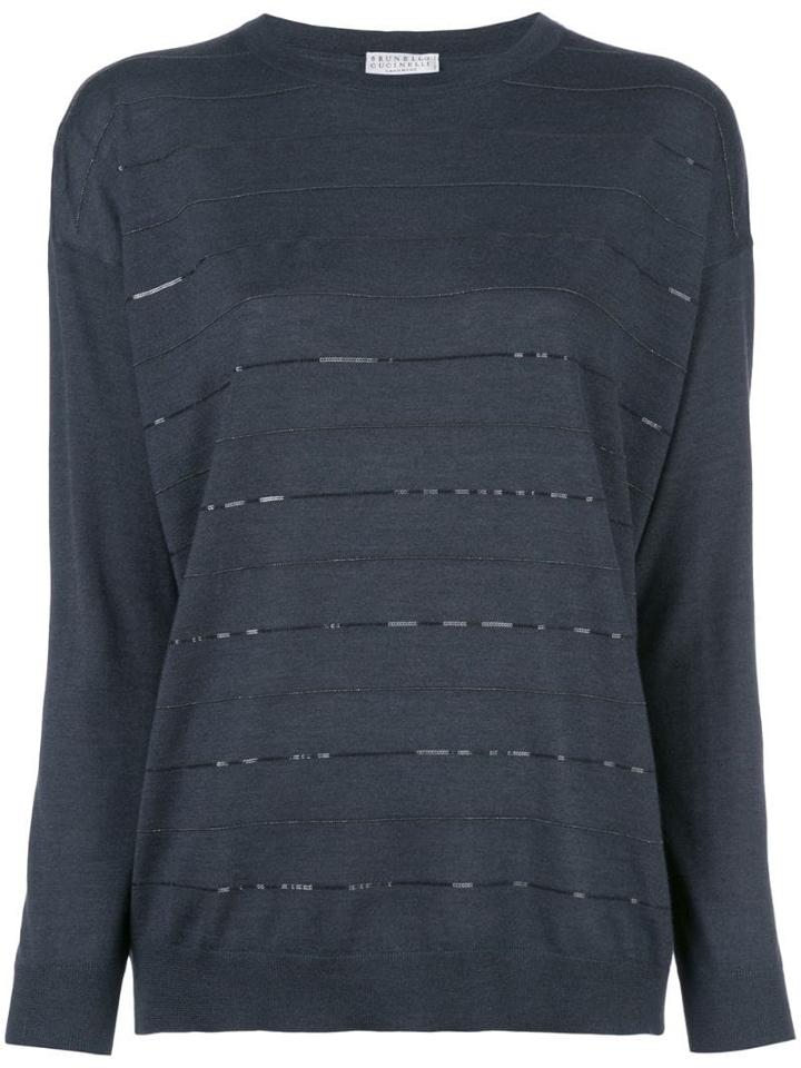 Brunello Cucinelli Long Sleeve Fine Knit Top - Blue