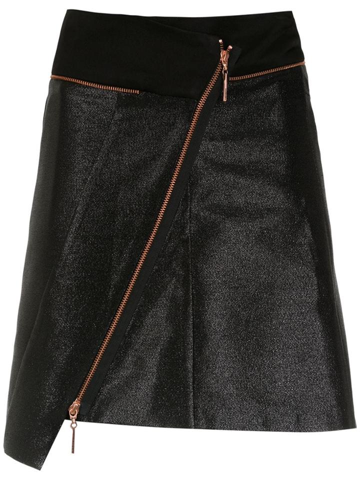 Tufi Duek Metallic Asymmetric Skirt - Black