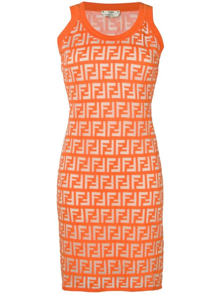 Fendi Ff Jersey Mini Dress - Orange