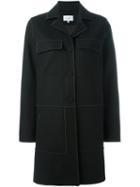 Carven Single Breasted Coat, Women's, Size: 42, Black, Polyamide/acetate/viscose/virgin Wool