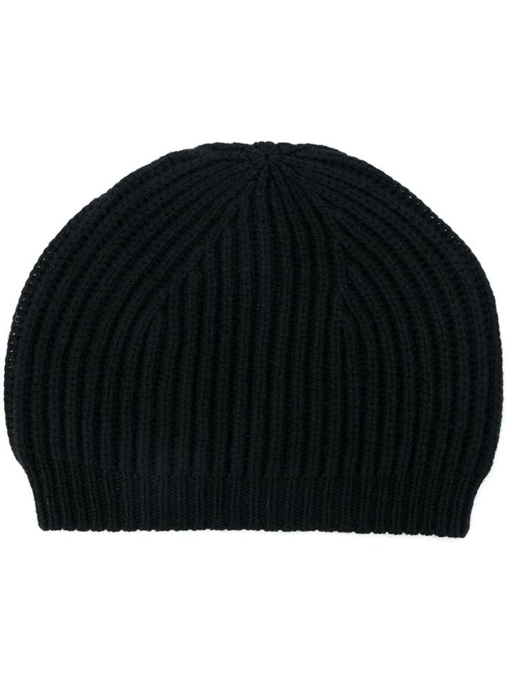 Rick Owens Fitted Knitted Hat - Black