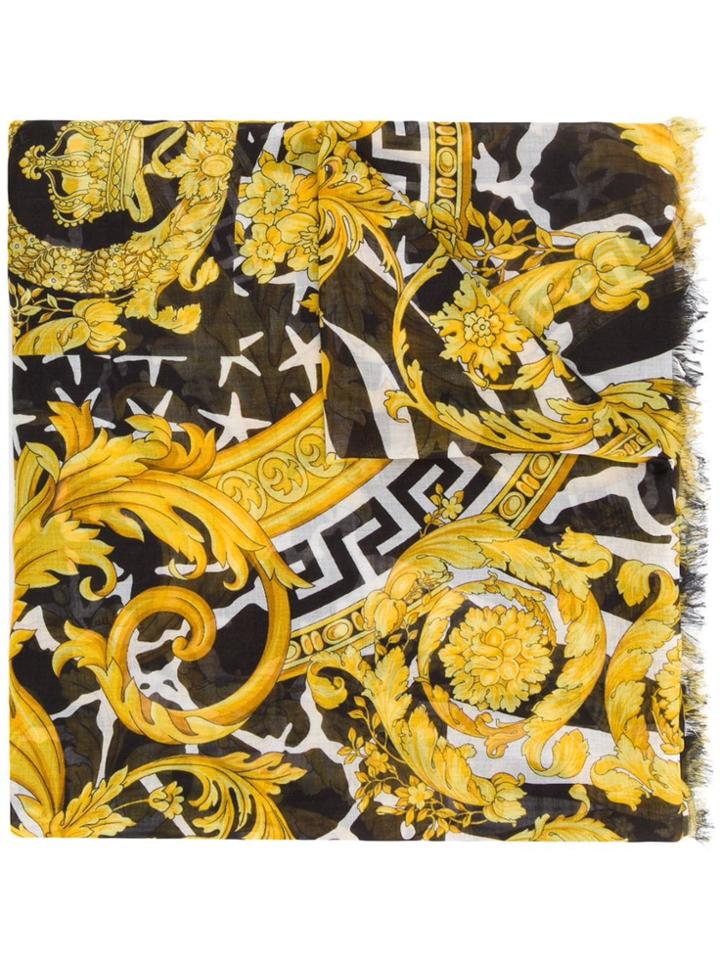 Versace Savage Barocco Print Scarf - Black