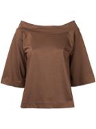 Estnation - Boat Neck T-shirt - Women - Cotton - 38, Brown, Cotton