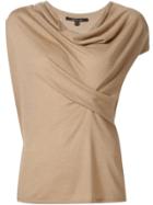 Derek Lam Cap Sleeve Asymmetrical Drape Sweater - Nude & Neutrals