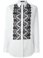 Dolce & Gabbana Lace Bib Shirt, Women's, Size: 46, Black, Cotton/viscose/polyamide