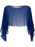 D.exterior Sheer Cropped Blouse - Blue