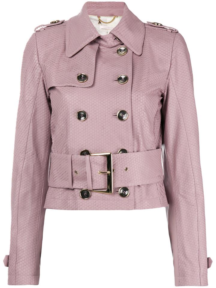 Patrizia Pepe Double-breasted Trench Jacket - Pink & Purple