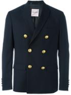 Palm Angels Double Breasted Blazer, Men's, Size: 48, Blue, Cotton/viscose/virgin Wool/metal