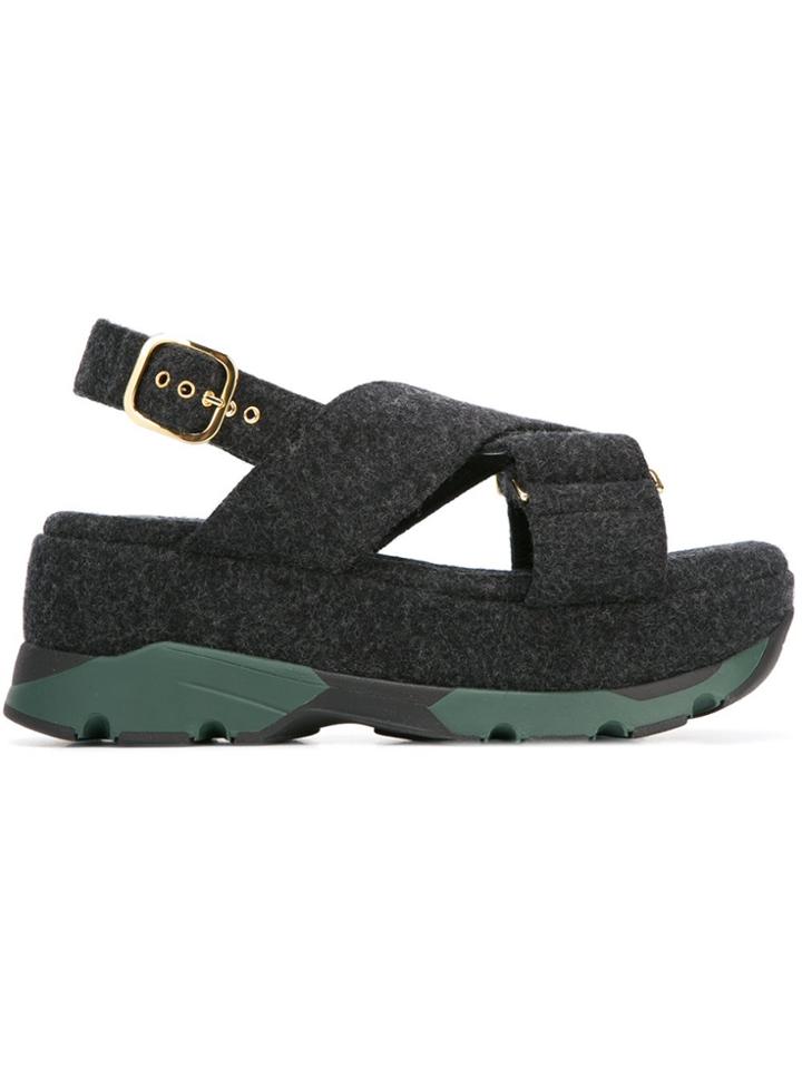 Marni Platform Felt Sandals - Grey