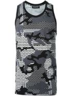 Neil Barrett Patterned Camouflage Tank Top, Men's, Size: M, Black, Cotton