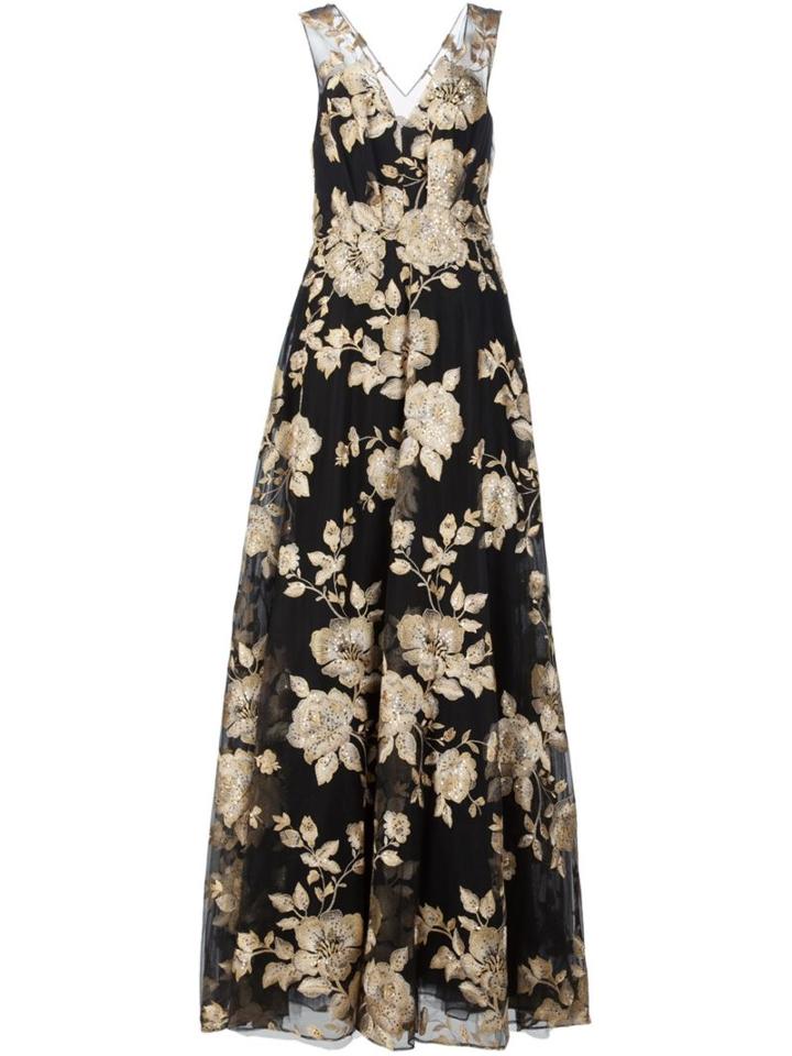 Marchesa Notte Floral Brocade Dress