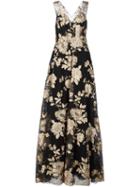 Marchesa Notte Floral Brocade Dress