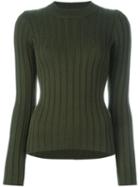 Mm6 Maison Margiela Ribbed Jumper, Women's, Size: Medium, Green, Wool/polyacrylic