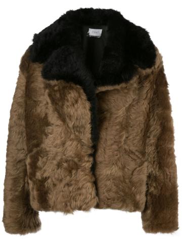Common Leisure Colour Block Shearling Jacket - Brown