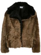 Common Leisure Colour Block Shearling Jacket - Brown