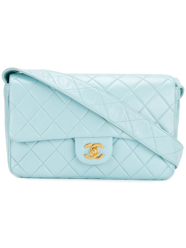 Chanel Vintage Diamond Quilted Shoulder Bag - Blue