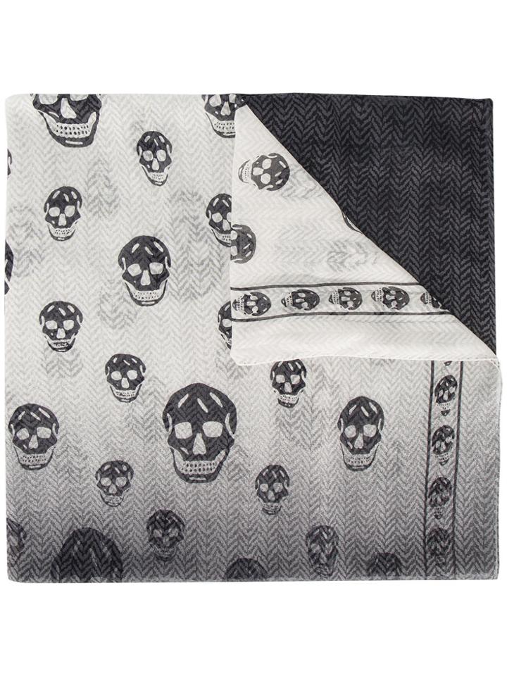 Alexander Mcqueen Ombré Herringbone Printed Scarf - Black