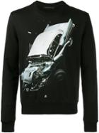 Christopher Kane Car Crash Print Sweatshirt, Men's, Size: Small, Black, Cotton