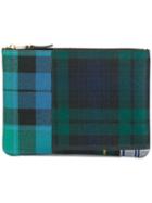 Comme Des Garçons Wallet Tartan Patchwork Clutch, Adult Unisex, Green, Polyurethane/wool