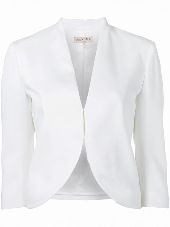 Emilio Pucci White Cropped Blazer