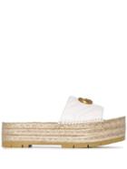 Gucci Pilar 50 Espadrille Flatform Sliders - White
