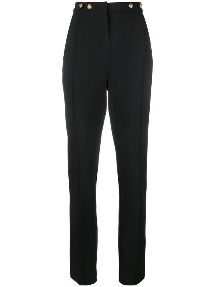 Pinko Straight Button Trim Trousers - Black