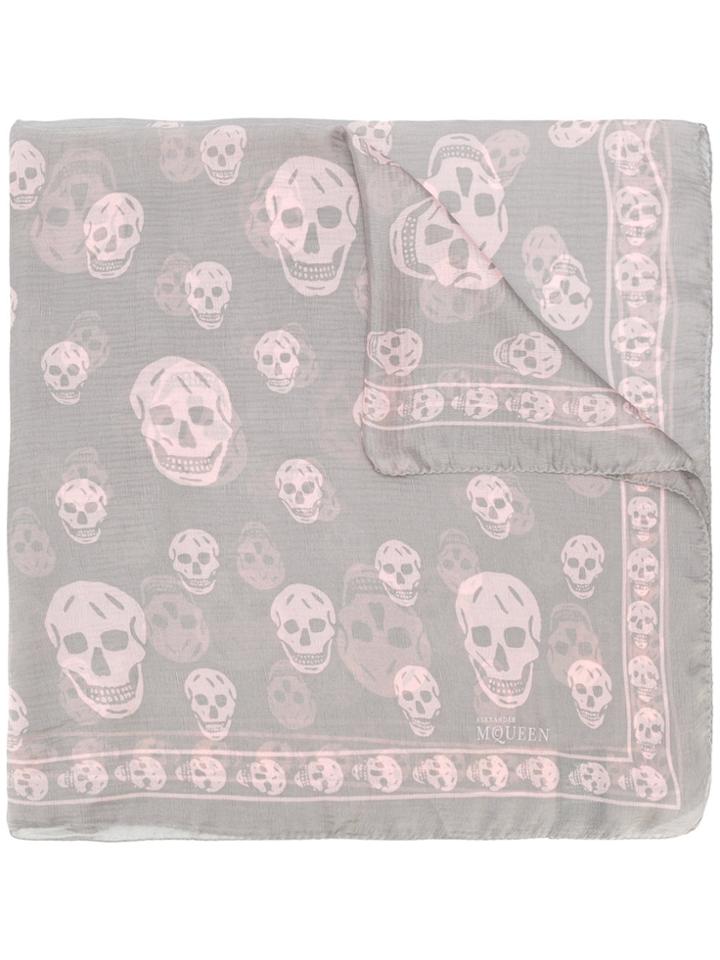 Alexander Mcqueen Skull-print Scarf - Grey
