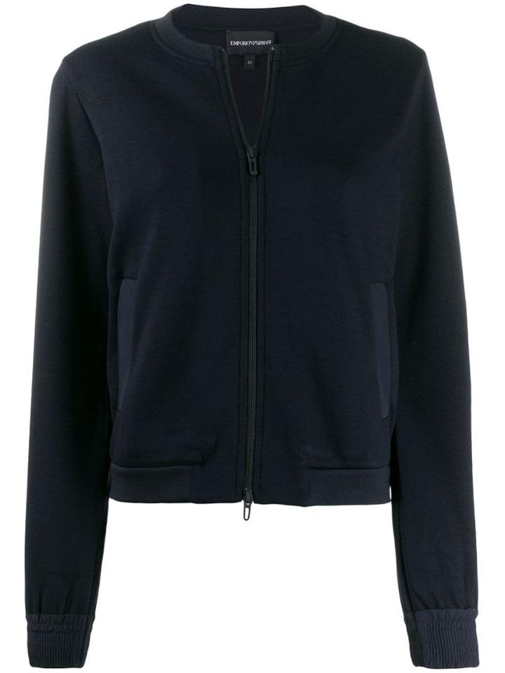 Emporio Armani Collarless Cropped Jacket - Blue