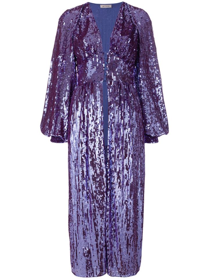 Attico Sequined Bell Sleeve Coat - Pink & Purple