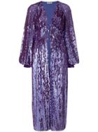 Attico Sequined Bell Sleeve Coat - Pink & Purple