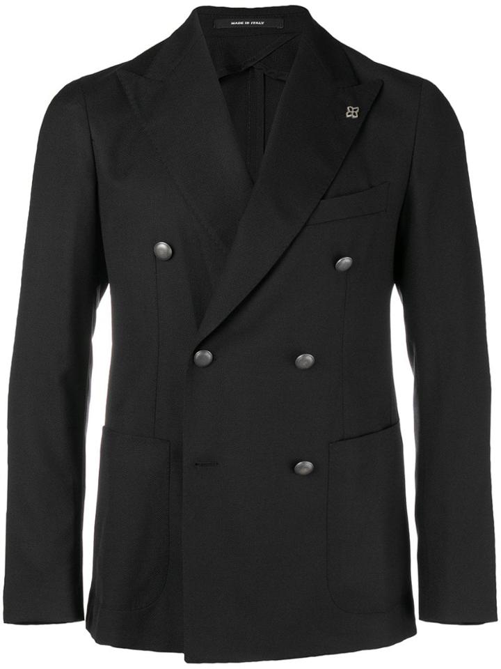 Tagliatore Double Breasted Suit Jacket - Black