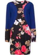 Msgm Flower Print Longsleeved Dress, Women's, Size: 44, Blue, Viscose