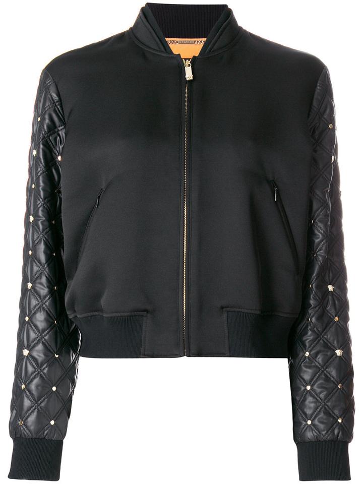 Versace - Quilted Sleeve Bomber Jacket - Women - Silk/cotton/acrylic/acetate - 40, Black, Silk/cotton/acrylic/acetate
