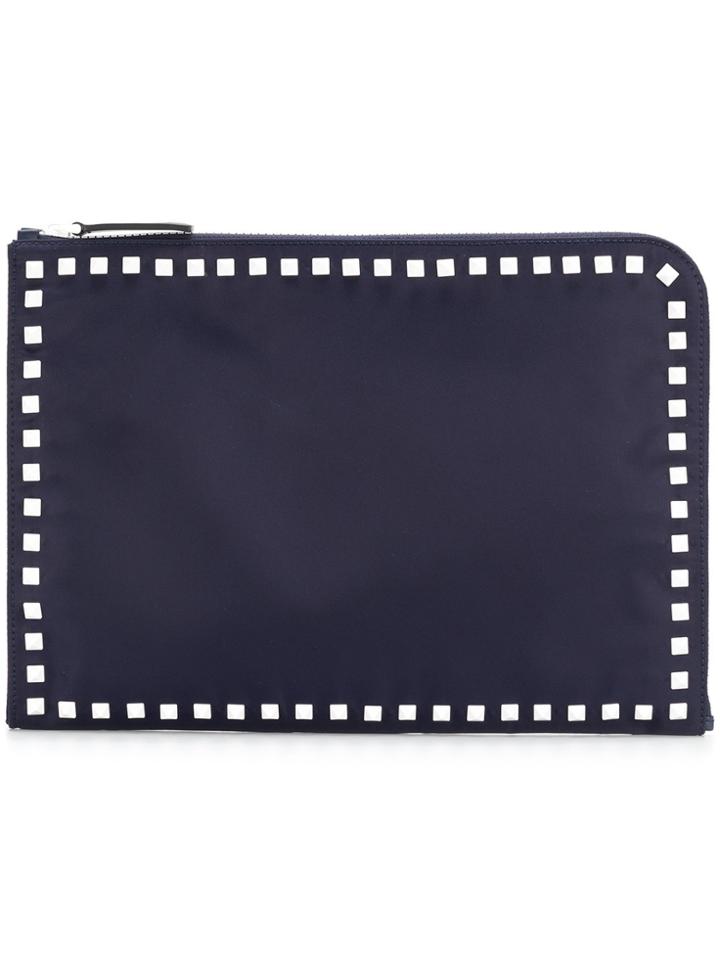 Valentino Rockstud Document Case Clutch - Blue