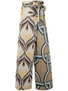 Circus Hotel Tapestry Wrap Palazzo Pants - Gold