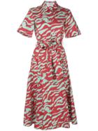 Prabal Gurung Belted Abstract-print Dress - Red